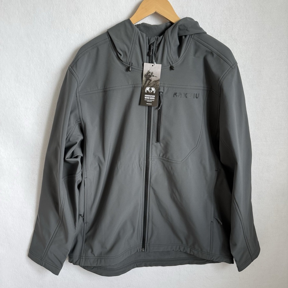KUIU Mens Alpine Hooded Jacket XXL Gunmetal Grey Fleece Lined Softshell Hunting